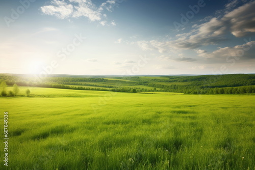 natural landscape with green grass field  spring summer landscape