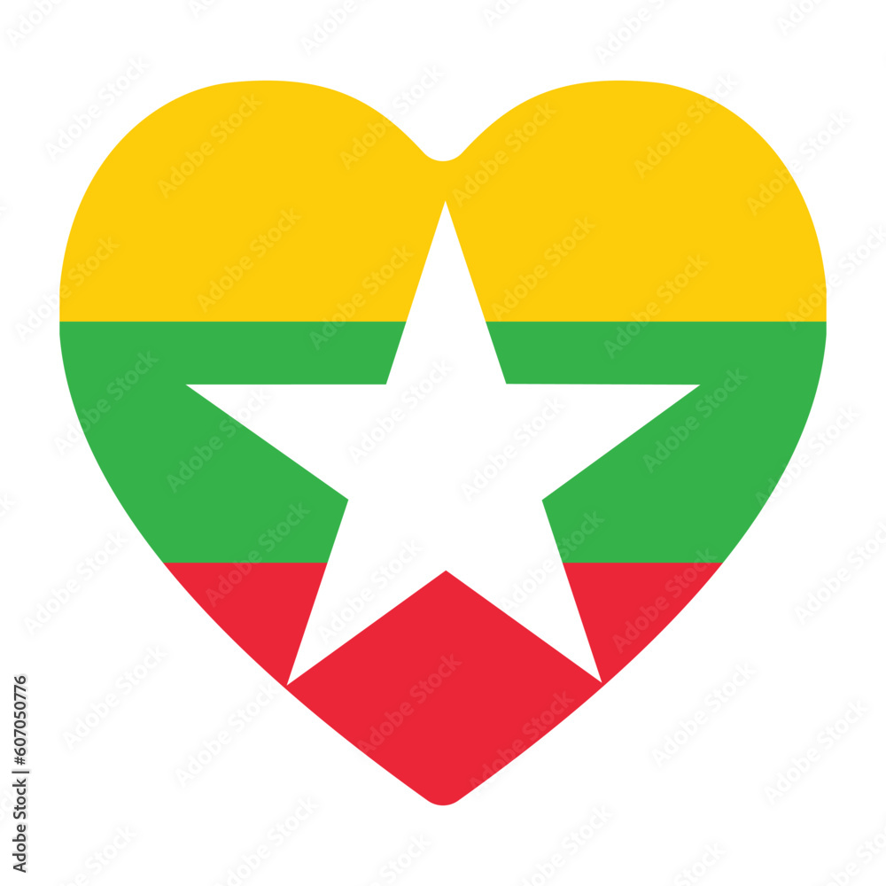 Myanmar Flag in shape. Flag of Myanmar in shape. Myanmar Flag in shape. Flag of Myanmar in shape.