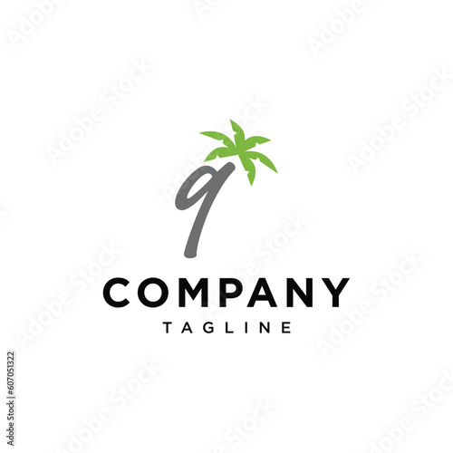  Letter Q coconut tree beach logo icon vector template.eps