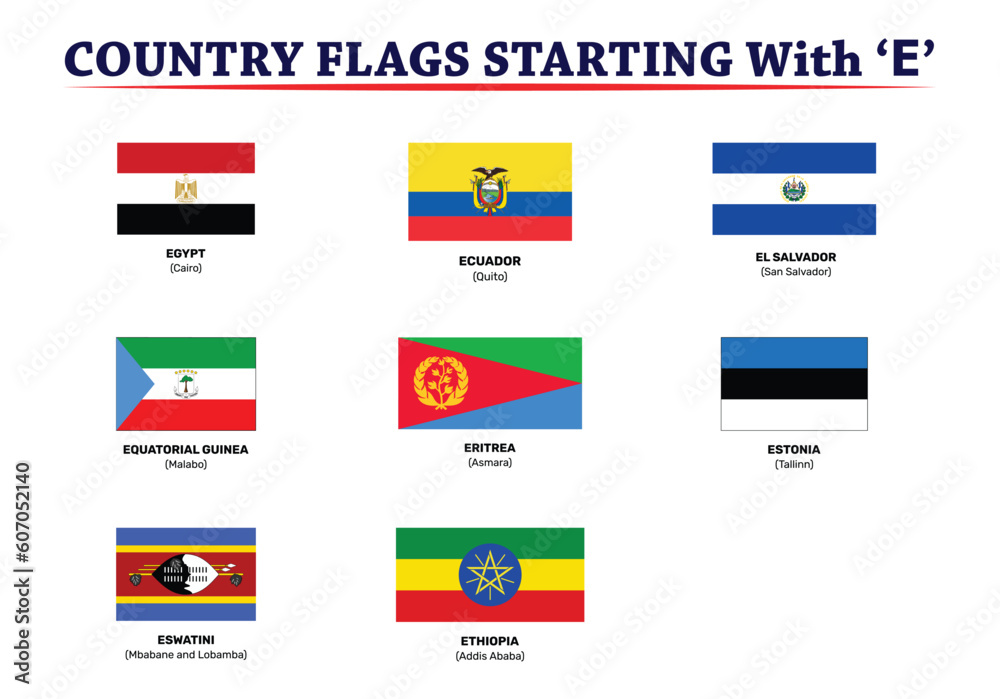 Country Flags with the Letter E.
Vector Set of Flat Shield Icons Representing Global Nations. Comprehensive Collection of Country Flags and Continent Icons. Royalty-Free Vector Illustration Country Flags with the Letter E.
Vector Set of Flat Shield Icons Representing Global Nations. Comprehensive Collection of Country Flags and Continent Icons. Royalty-Free Vector Illustration