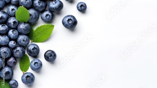 Blueberry on white background top Created With Generative AI Technology