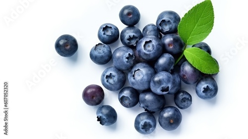 Blueberry on white background top Created With Generative AI Technology