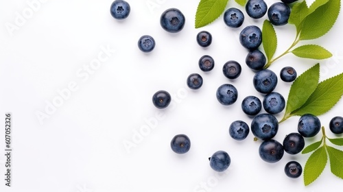 Blueberry on white background top Created With Generative AI Technology