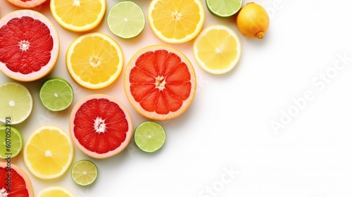 Citruses on white background top view Created With Generative AI Technology