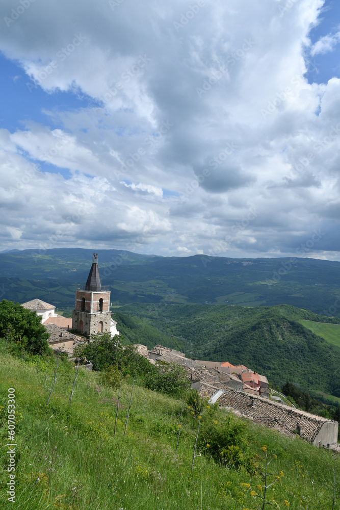 View of the characteristic countryside of the province of Avellino, Italy.
