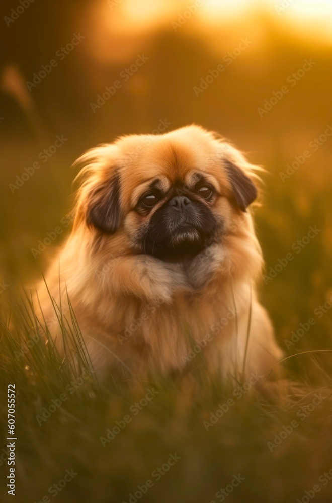 Pekingese dog. Generative AI.