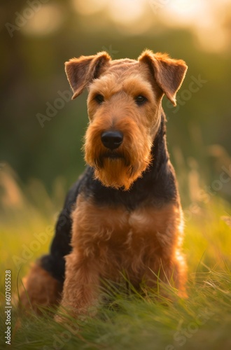 Airedale Terrier dog. Generative AI.