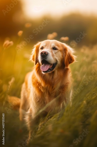 Golden Retriever dog. Generative AI.