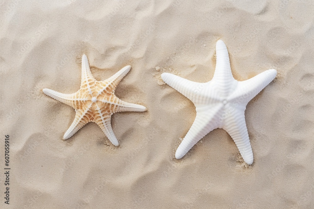 sea shells and starfish on the beach Generative AI sea shells and starfish on the beach Generative AI