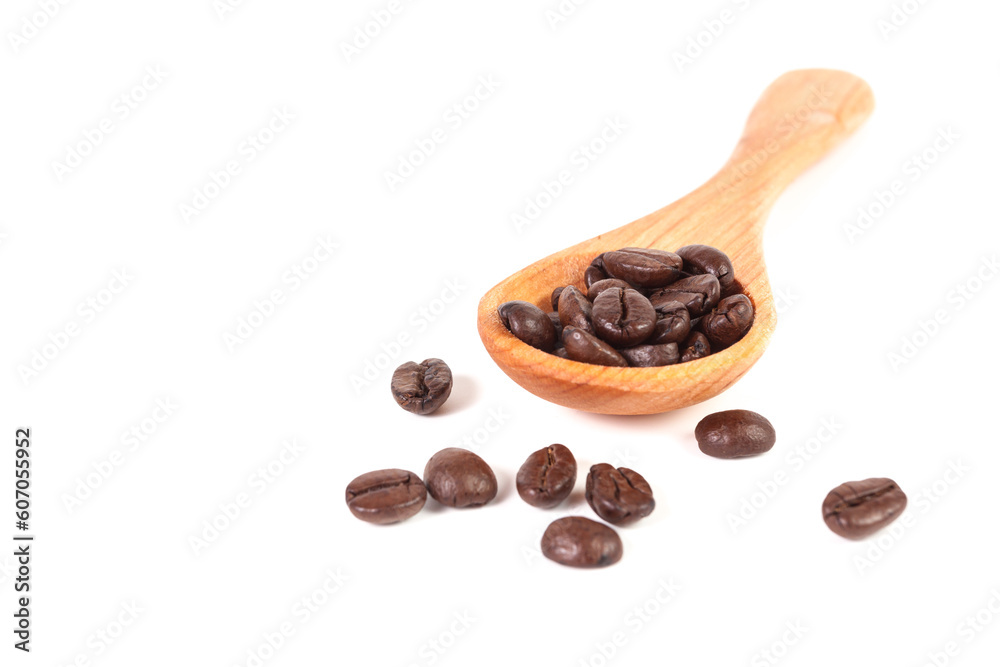 Fototapeta premium Coffee beans and wood spoon
