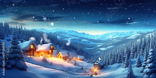 minimalistic design Christmas landscape magical, generative Ai © Poulami