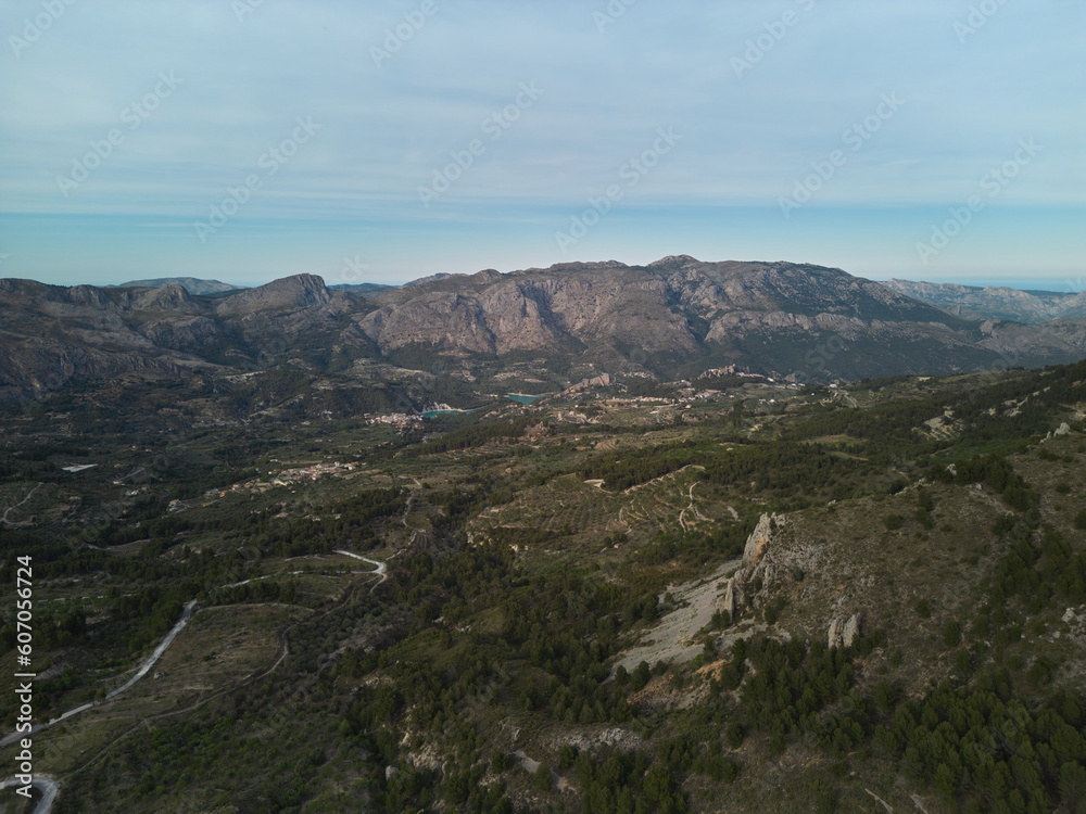 Spanish mountains on the Costa Blanca coast near the town of El Castell de Guadalest. Aitana mountain. Spain Spanish mountains on the Costa Blanca coast near the town of El Castell de Guadalest. Aitana mountain. Spain