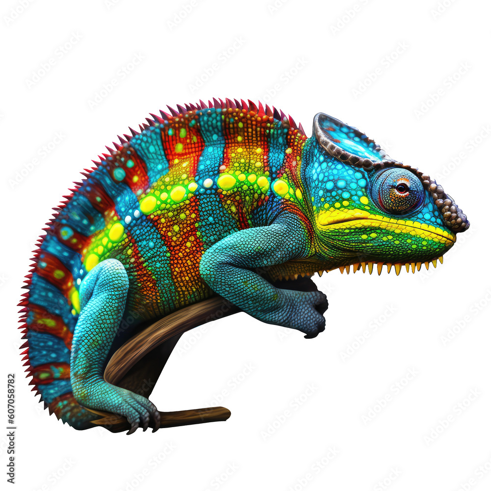 Naklejka premium chameleon ful body isolated on white