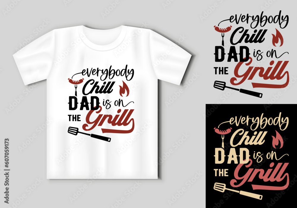 Fun barbecue and grill inscription. Vector lettering for t shirt, poster, card. Funny BBQ concept with t-shirt mockup