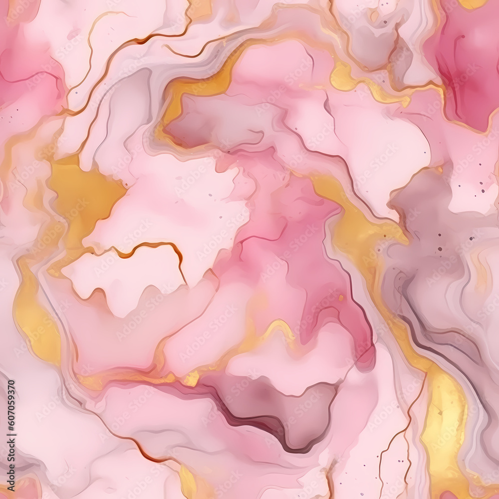 Pink & Gold Alcohol Ink Seamless Pattern