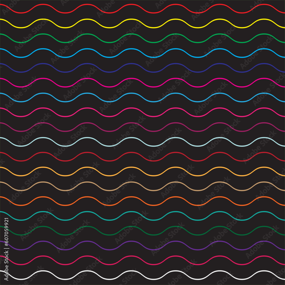 seamless pattern with colorful line waves with black background seamless pattern with colorful line waves with black background