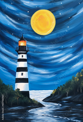 lighthouse at night