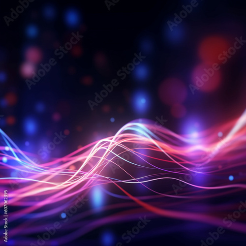 Futuristic background in the shape of a wave created using Generative AI technology