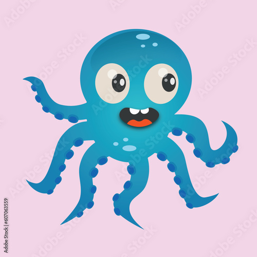 Cute Octopus Kraken Cartoon Vector Graphic
