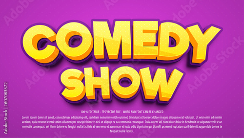 Editable text effect 3d comedy show