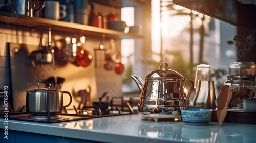 AI Explore the cozy and versatile interior of a camper van in this captivating photograph, showcasing the perfect balance of comfort and adventure on the road. Ideal for travel