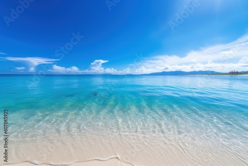 Beautiful white sand beach and turquoise water. Holiday summer beach background. 