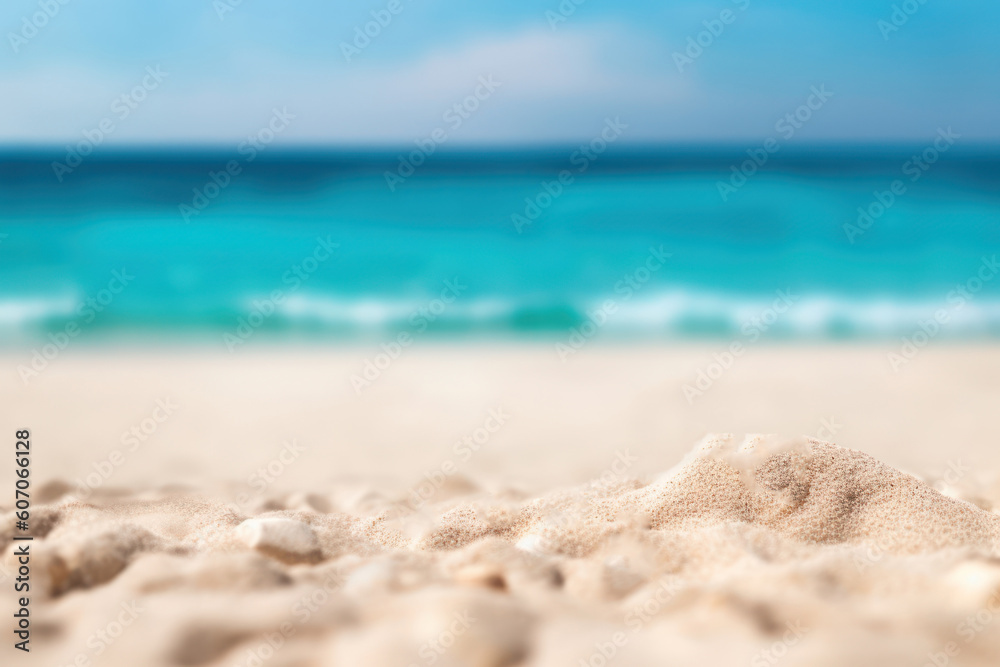 Selective focus of white sand on beautiful beach background.