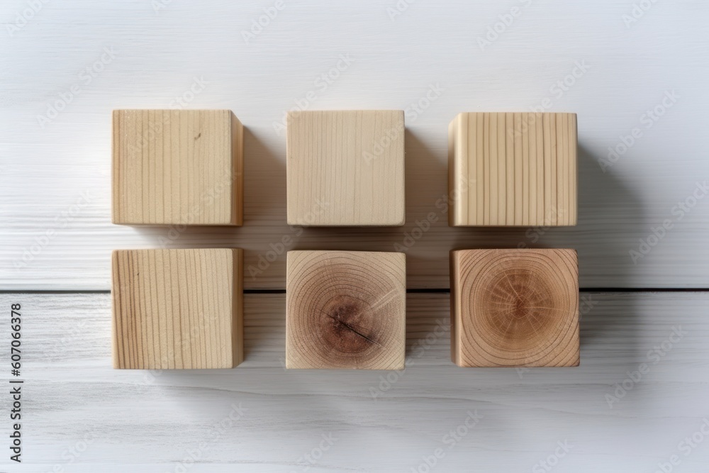 Empty wooden cube on table with blur bokeh background. Empty wooden cube on table with blur bokeh background.
