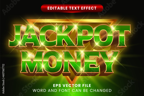 3D shiny jackpot money editable vector text effect