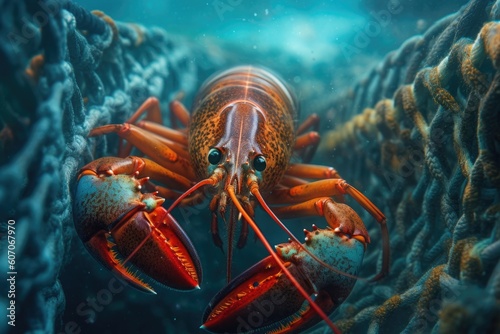 Unveiling the Depths: A Majestic Lobster in its Underwater Habitat