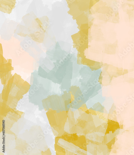 Watercolor painted background, muted colors in yellow, grey, blue, pink 