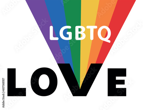  Lgbt rainbow flag and love letters, lgbt support concept. Illustration, Poster, Postcard, Vector, Tshirt, Background or wallpaper. 