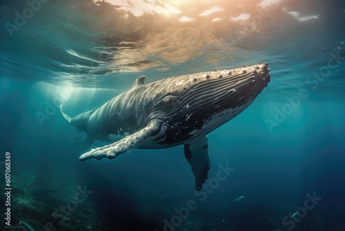 Submerged Majesty: Stunning Underwater Shot of a Magnificent Whale