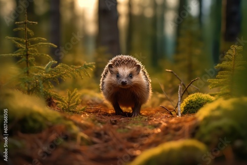 Wildlife in the Woods: Captivating Image of a Hedgehog in the Forest