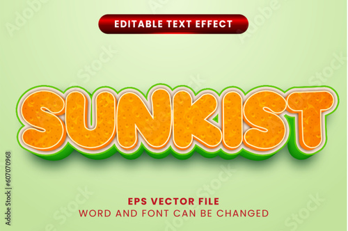3d sunkist orange 3d editable vector text effect