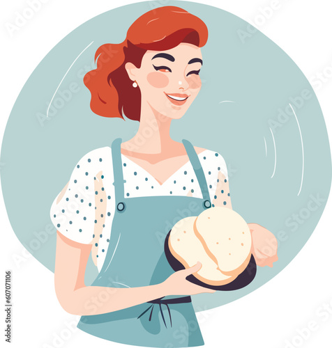 Young woman cooking in the kitchen. Healthy food. Healthy Lifestyle. Cooking at home. vector illustrations
