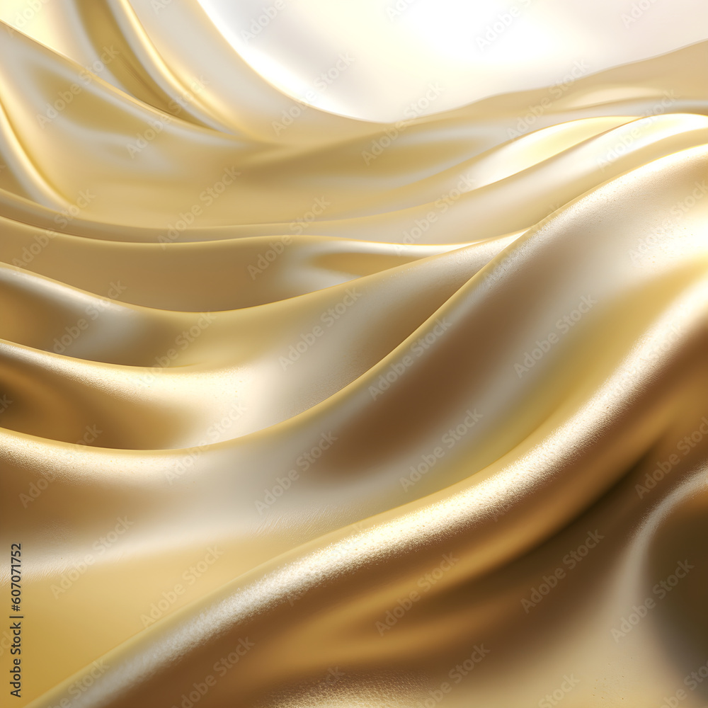 Abstract elegant silk satin waves background. Golden smooth fabric with curved pattern. Generative Ai Abstract elegant silk satin waves background. Golden smooth fabric with curved pattern. Generative Ai