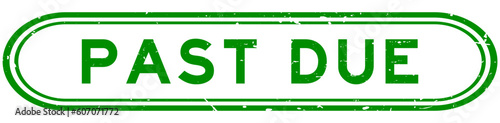 Grunge green past due word rubber seal stamp on white background