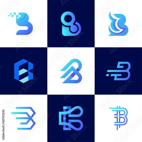 letter B technology logo design