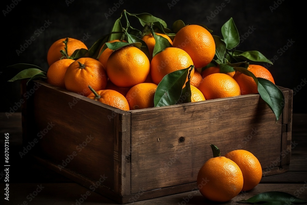 oranges in a basket. 