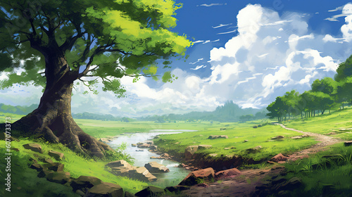Summer scenery illustration