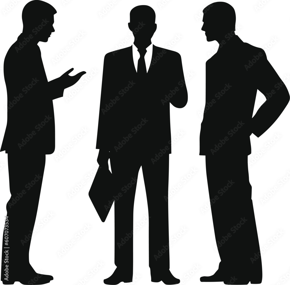 Silhouettes of business people discussing