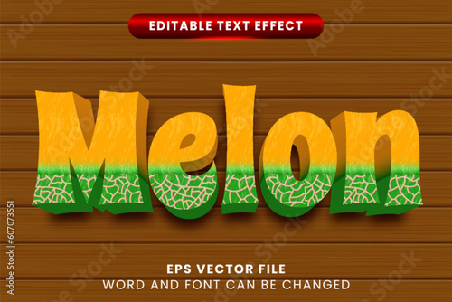 3D melon fruit textured editable vector text effect
