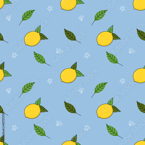 Fototapeta Naklejka Na Ścianę i Meble -  Summer lemons lime seamless pattern