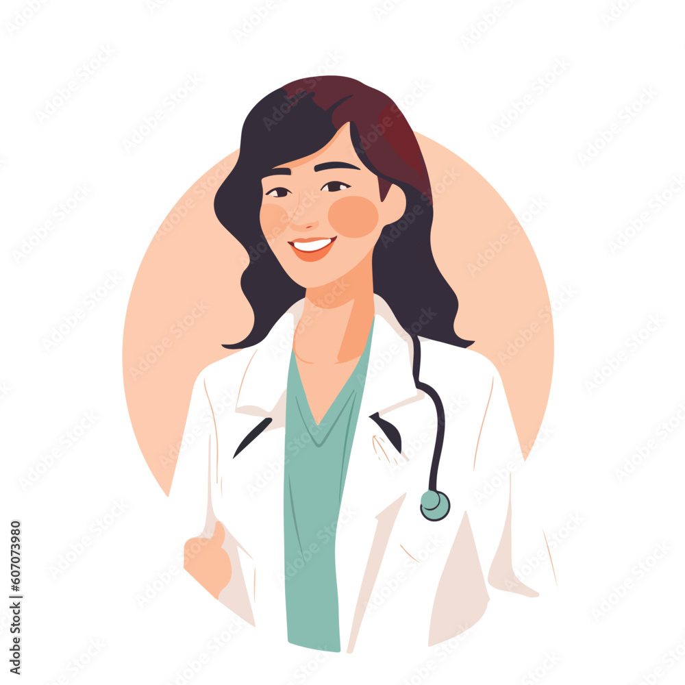 Medicine concept with young woman doctor in thin line style. Consultation and diagnosis. Vector illustration. Medicine concept with young woman doctor in thin line style. Consultation and diagnosis. Vector illustration.