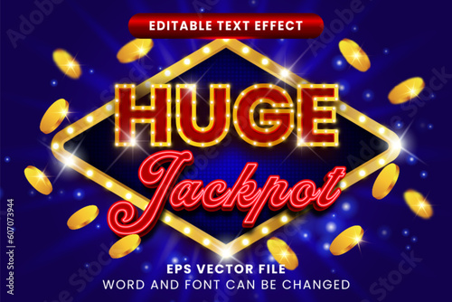 3D jackpot casino editable vector text effect