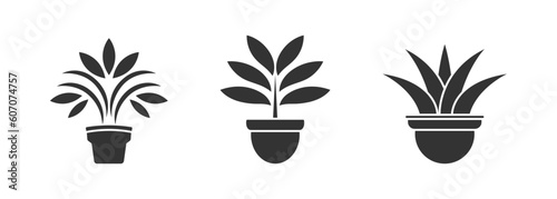 Plant pot icon set. Vector illustration.