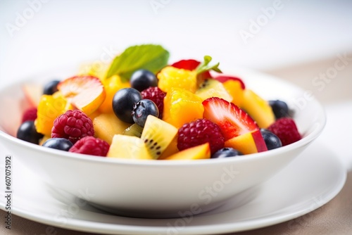 A bowl of fruit salad.  Generative AI 