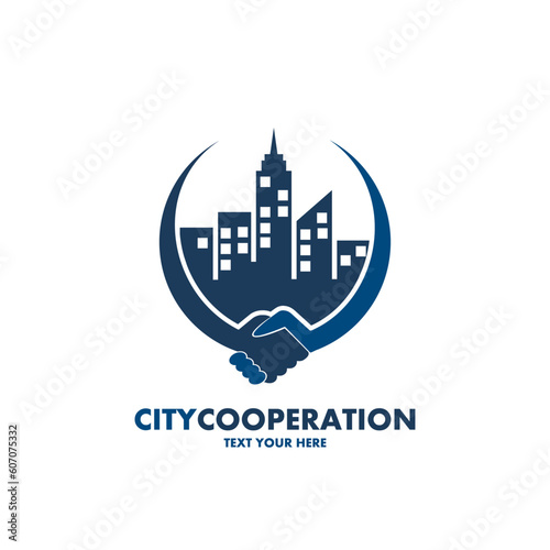 City cooperation vector logo template. This design use building symbol. Suitable business.