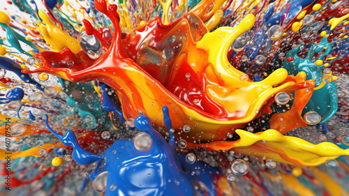 Abstract art with colorful splash 3d, Generated AI